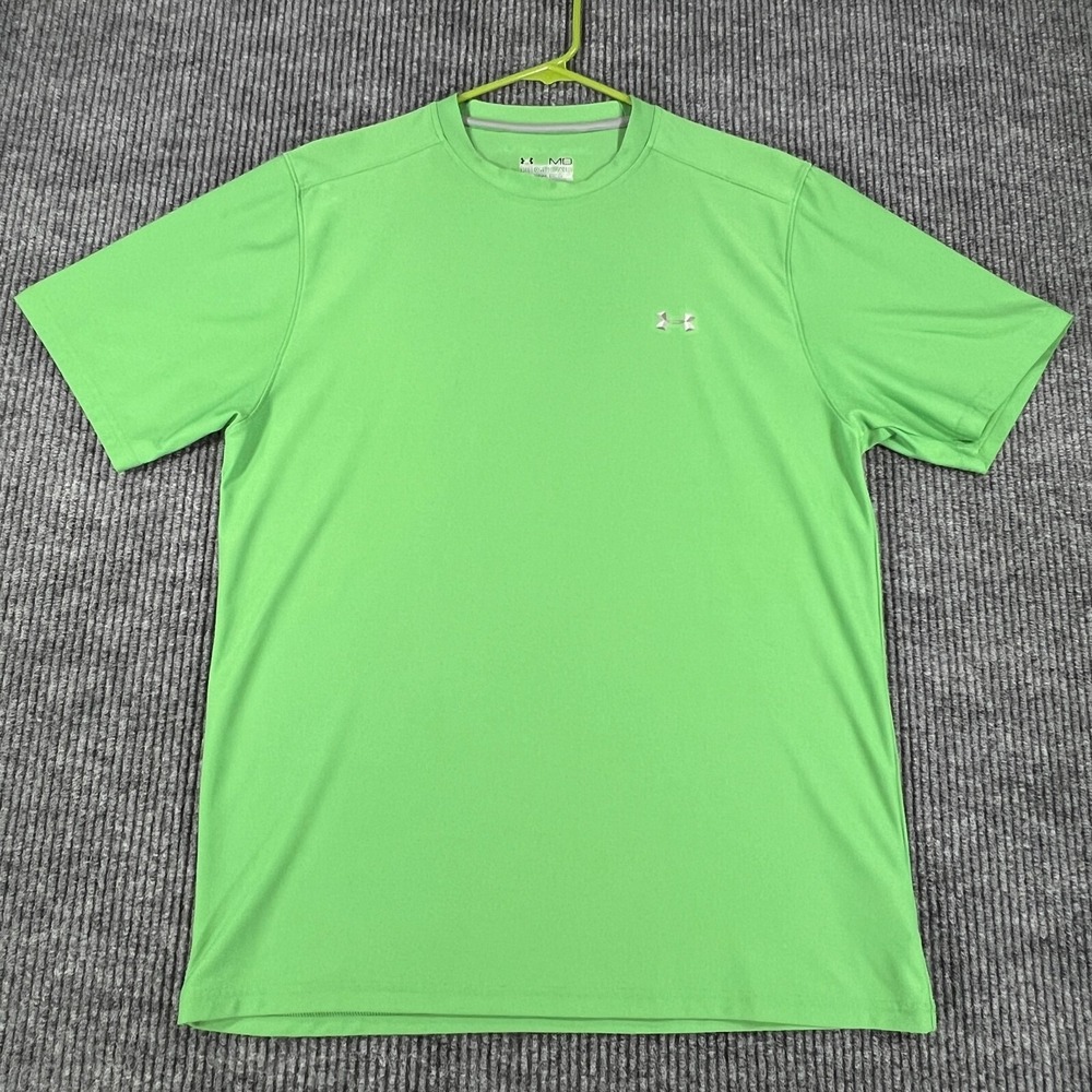 Under Armour Mens Shirt Medium Green Short Sleeve Heat Gear Regular Fit Active